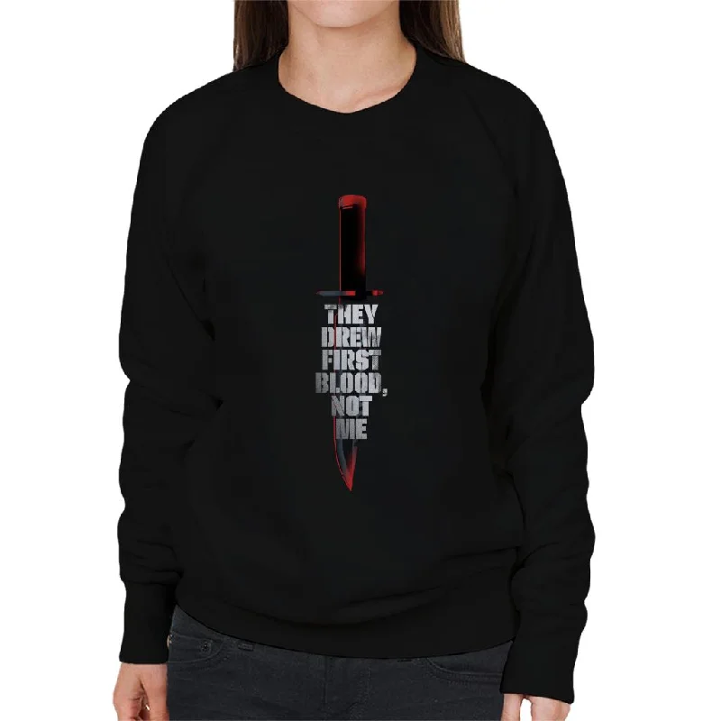 Rambo First Blood They Drew First Blood Not Me Women's Sweatshirt Hoodie with Turtle Neck Cozy Winter Rambo First Blood They Drew First Blood Not Me Women's Sweatshirt Hoodie with Turtle Neck Cozy Winter