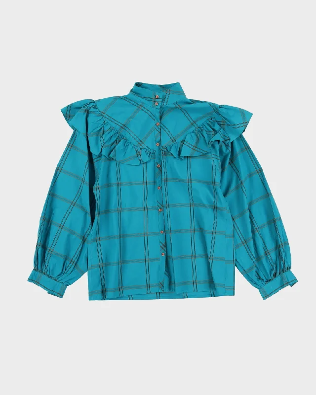 Oscar De La Renta 1980s Prairie Style Blouse - S Elegant Semi-Sheer Blouse