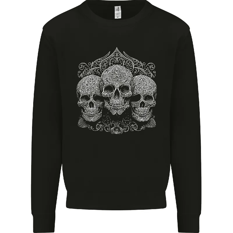 3 Ornate White Skulls Gothic Goth Mens Sweatshirt Jumper Hoodie with Camouflage Military Edgy 3 Ornate White Skulls Gothic Goth Mens Sweatshirt Jumper Hoodie with Camouflage Military Edgy