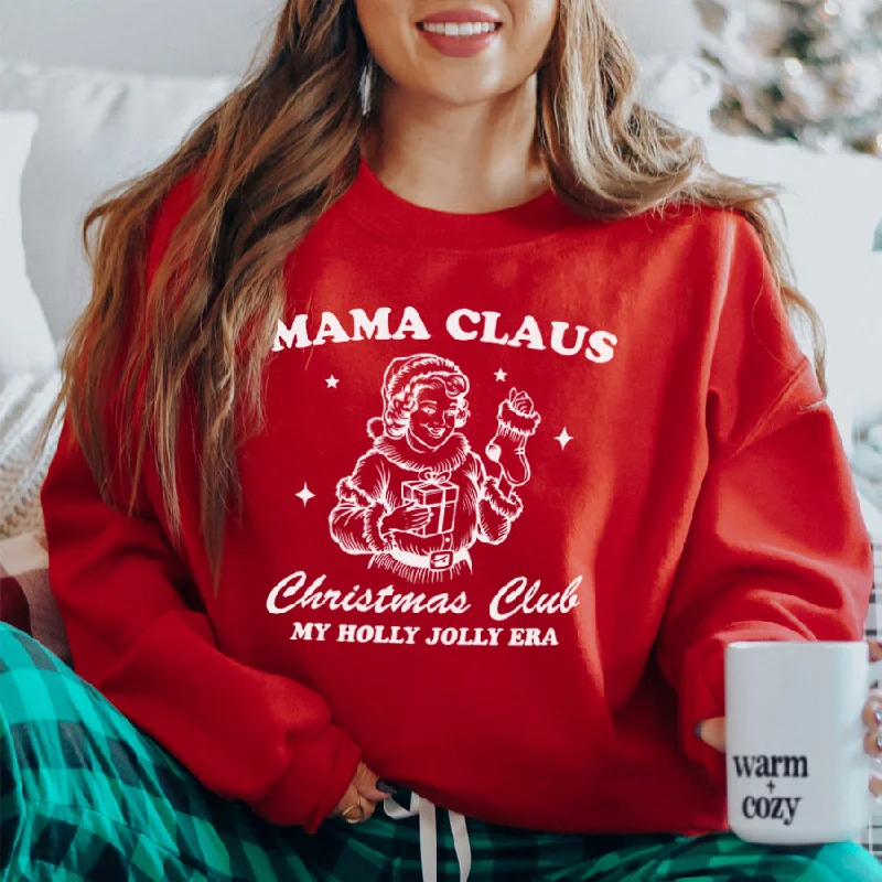 Mama Claus Christmas Club Sweatshirt Hoodie with Fur Luxurious Winter