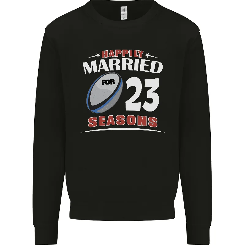 23 Year Wedding Anniversary 23rd Rugby Mens Sweatshirt Jumper Hoodie with Tied Waist Feminine Flattering 23 Year Wedding Anniversary 23rd Rugby Mens Sweatshirt Jumper Hoodie with Tied Waist Feminine Flattering