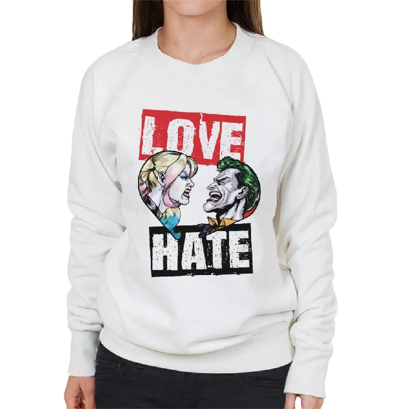 Batman Harley Quinn Vs The Joker Love Hate Women's Sweatshirt Hoodie with Button Placket Classic Preppy Batman Harley Quinn Vs The Joker Love Hate Women's Sweatshirt Hoodie with Button Placket Classic Preppy