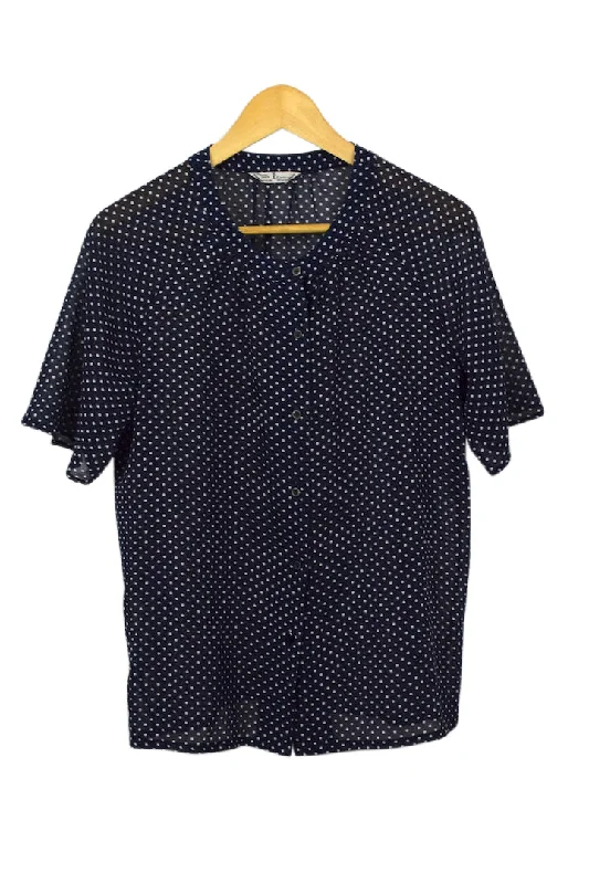 Reworked Polka Dot Print Blouse High Neck Blouse