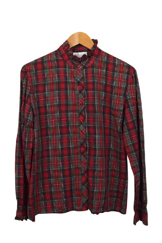 Red and Green Checkered Blouse Soft Modal Blouse