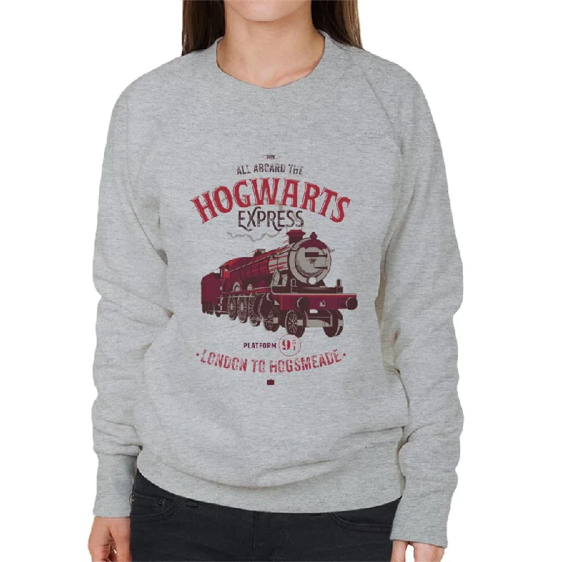 Harry Potter All Aboard The Hogwarts Express London To Hogsmeade Women's Sweatshirt Hoodie with Pattern Geometric Abstract Harry Potter All Aboard The Hogwarts Express London To Hogsmeade Women's Sweatshirt Hoodie with Pattern Geometric Abstract