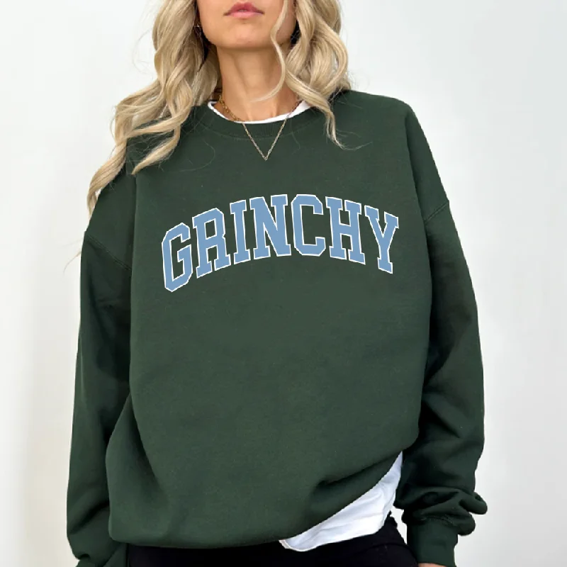 Grinchy College Women's Christmas Sweatshirt Hoodie with Raglan Sleeves Sporty Comfortable Grinchy College Women's Christmas Sweatshirt Hoodie with Raglan Sleeves Sporty Comfortable