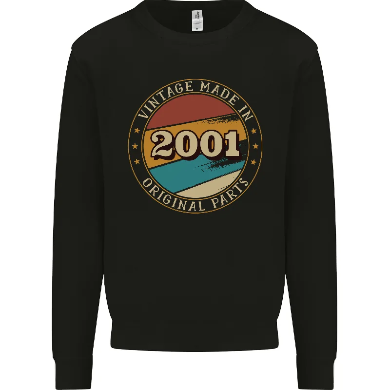 23rd Birthday Vintage Made In 2001 Mens Sweatshirt Jumper Hoodie with Hem Patch Decorative Personalized 23rd Birthday Vintage Made In 2001 Mens Sweatshirt Jumper Hoodie with Hem Patch Decorative Personalized