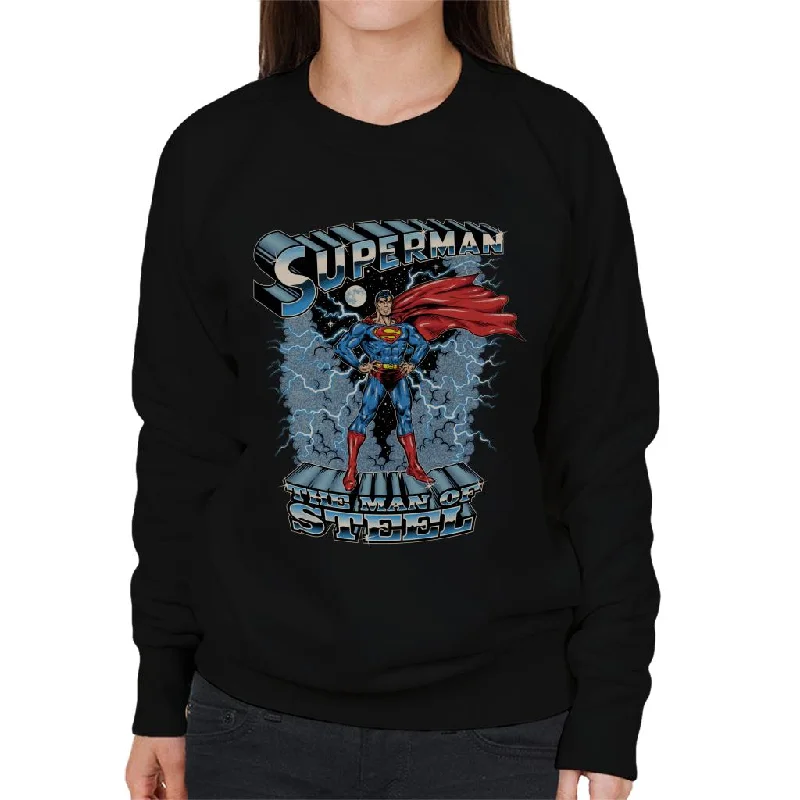 Superman The Man Of Steel Women's Sweatshirt Hoodie with V-Neck Classic Versatile