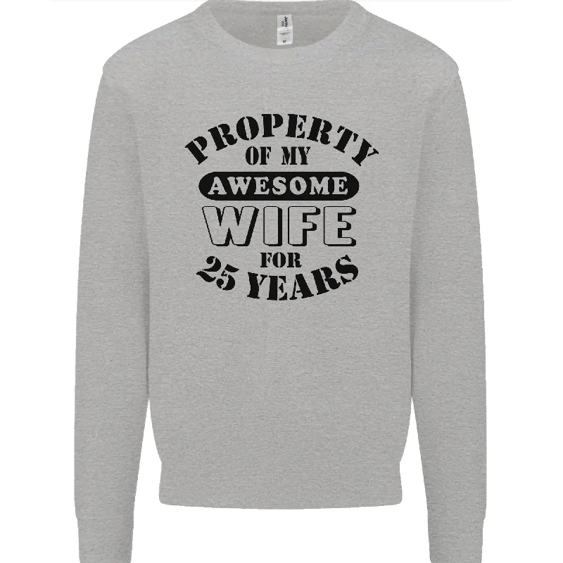25th Wedding Anniversary 25 Year Funny Wife Mens Sweatshirt Jumper Hoodie with Velcro Closure Adjustable Secure 25th Wedding Anniversary 25 Year Funny Wife Mens Sweatshirt Jumper Hoodie with Velcro Closure Adjustable Secure
