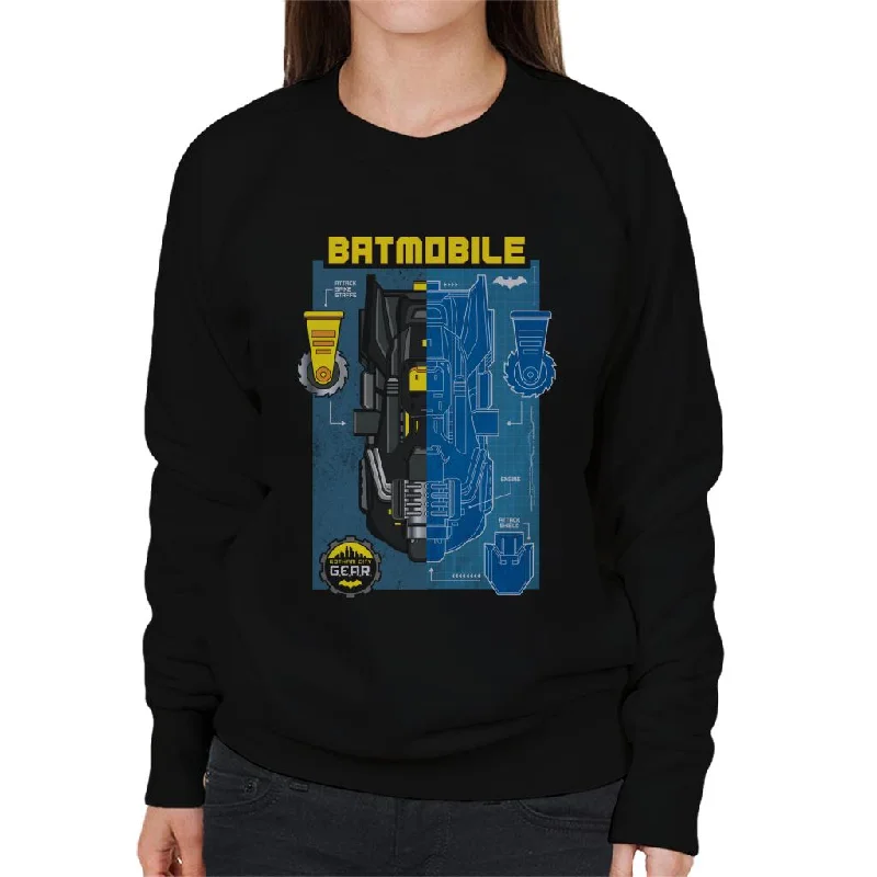 Batman Gotham City Gear Batmobile Blueprint Women's Sweatshirt Hoodie with Ribbed Neckline Snug Warm Batman Gotham City Gear Batmobile Blueprint Women's Sweatshirt Hoodie with Ribbed Neckline Snug Warm
