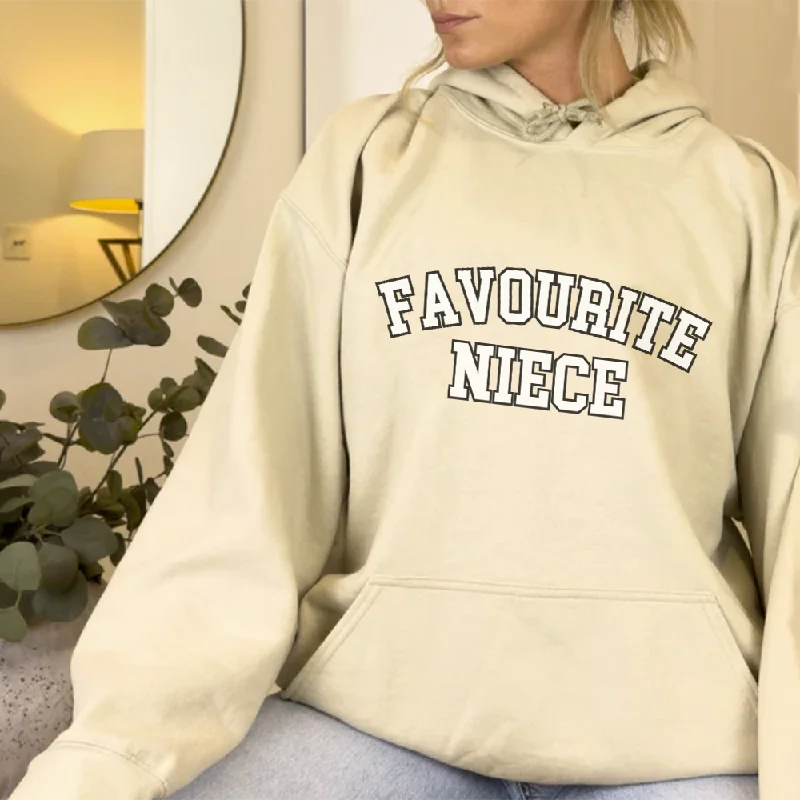 Favourite Niece Varsity Hoodie Hoodie with Back Slit Movement Comfort