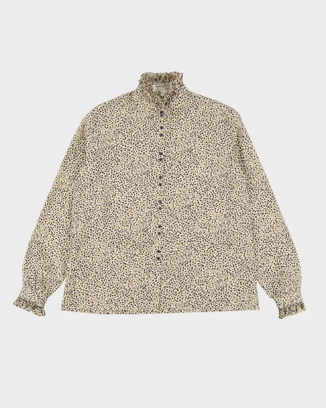 Vintage 1980s Jaeger Patterned Blouse - L Flowy Bohemian Blouse
