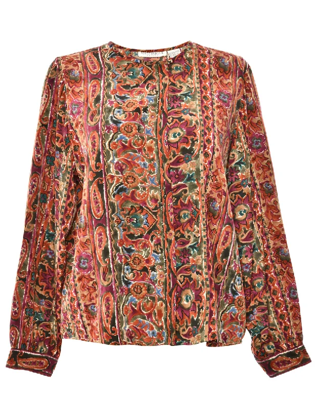 Long Sleeved Multi Colour Blouse - L Double Button Blouse