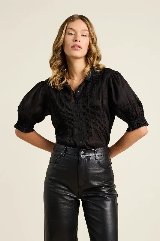 Birds of Paradis by Trovata Jess Blouse in Black Wrap Front Blouse