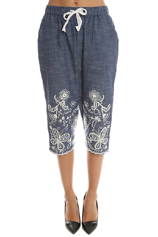 Sea Hand Stitched Cropped Pant Classic Straight-Leg Pants