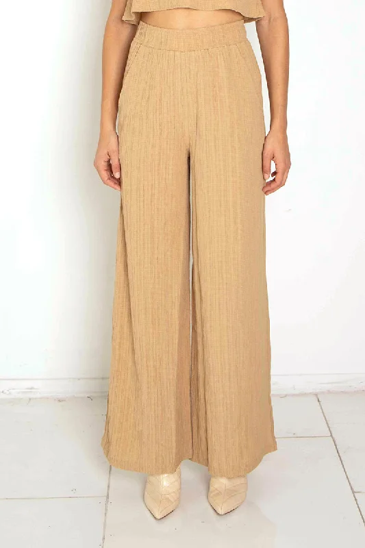 Ripple Gauze Wide Leg Pant Tanlines Casual Plaid Pants