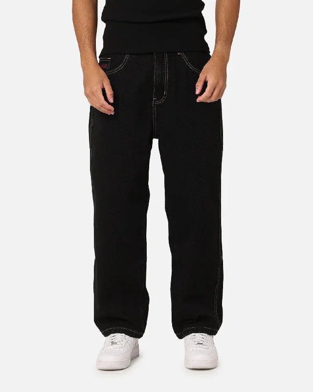 X-Large EMB Pocket Bull Denim Pant Black Relaxed Fit Trousers