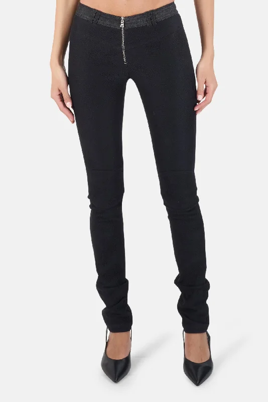 Alexander Wang Front Zip Lace Denim Biker Pant Comfy Cargo Trousers
