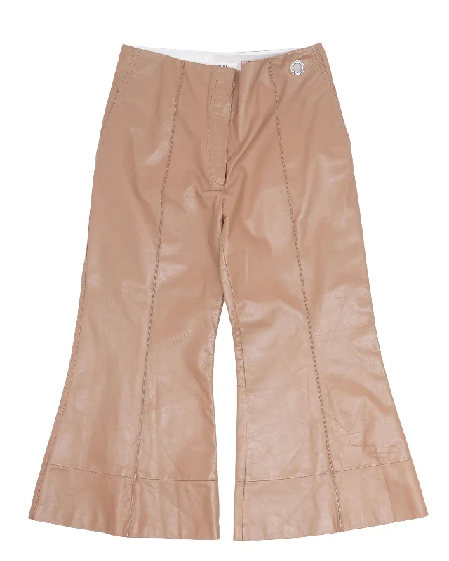 Bell Bottom Leather Pants Comfortable Denim Trousers