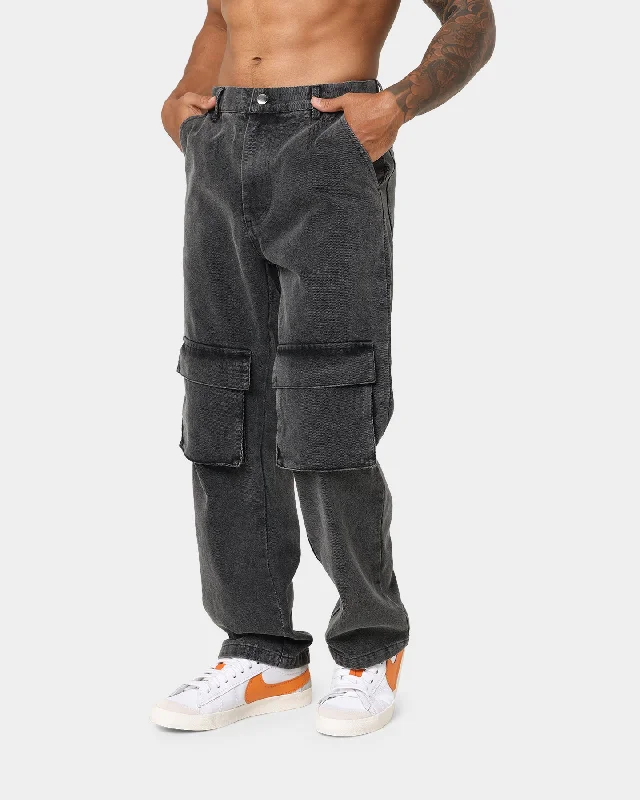 XXIII Jorris Cargo Pants Washed Black High-Waist Trousers