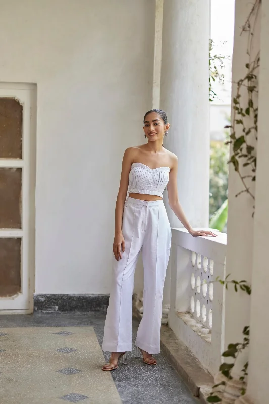 White Daisy Pants Elegant Trouser Pants