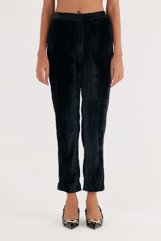 Black Silk Velvet Narrow Pants Casual Track Pants