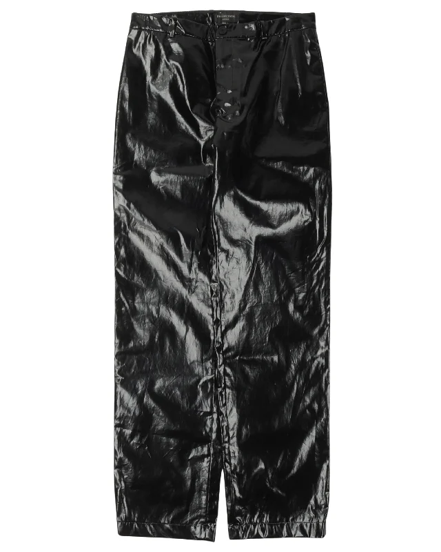 Polyurethane Coated Pants Classic Straight-Leg Pants