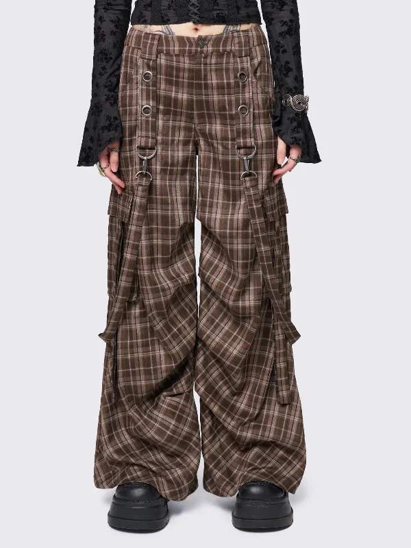 Trek Plaid Cargo Pants Cozy Full-Length Pants
