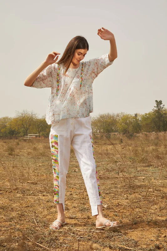 Camo Panel Pants Comfortable Denim Pants