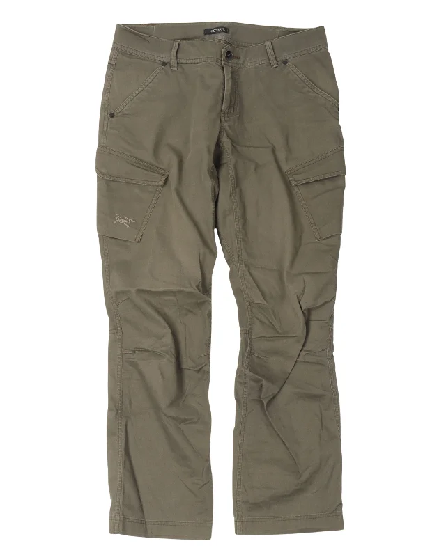 Slanted Pocket Cargo Pants Chic Slim Fit Pants