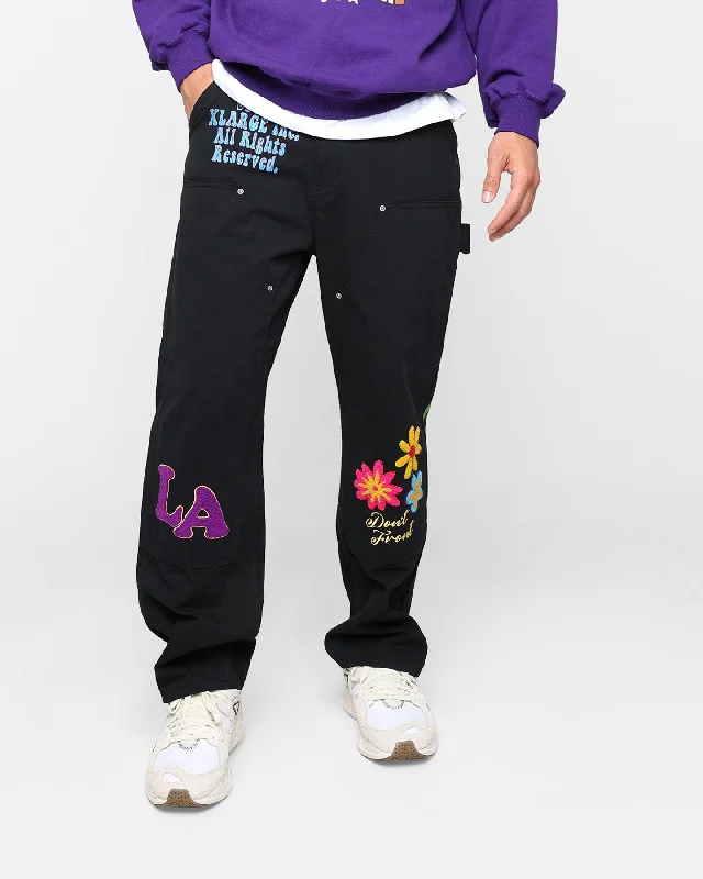 X-Large Daisy Double Knee Work Pants Black Cozy Fitted Pants