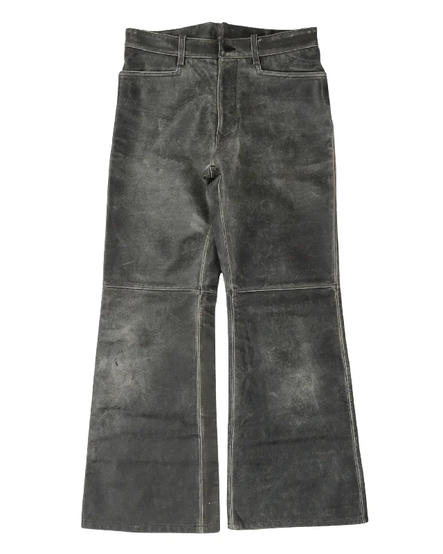 Flared Leather Pants Fashionable Work Pants