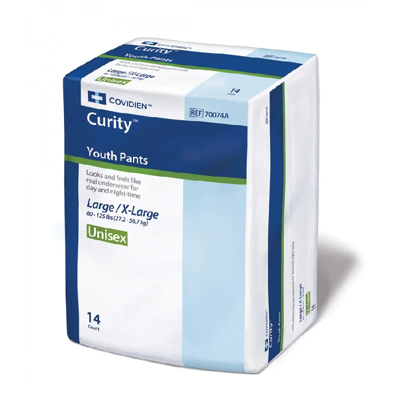 Covidien Curity Youth Pants: 14 Count, Large, 60 - 125 lbs White High-Waist Jogger Pants