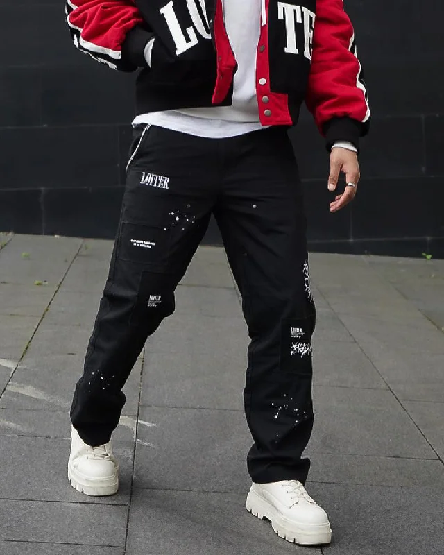 Loiter Hunter Carpenter Pants Black Relaxed Casual Leggings