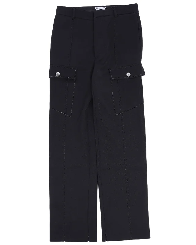 Slit-Hem Cargo Pants Classic Bootcut Trousers