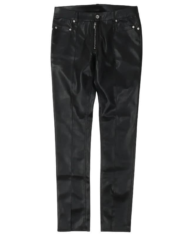 Tyrone Slit Cut Faux Leather Pants Modern Bootcut Pants