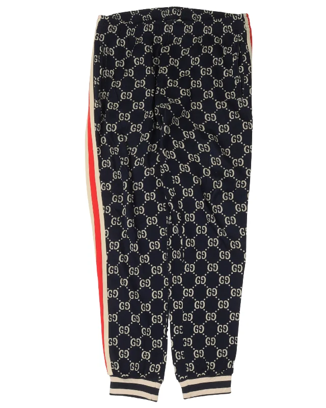 Side-Stripe Jacquard Monogram Track Pants Cozy Maternity Pants