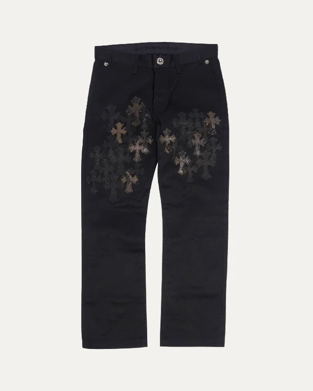 Flooded Cross Patch Chino Pants Relaxed Casual Leggings