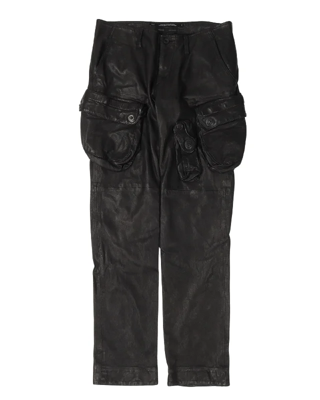 Leather Gas Mask Cargo Pants Comfortable Fleece Pants