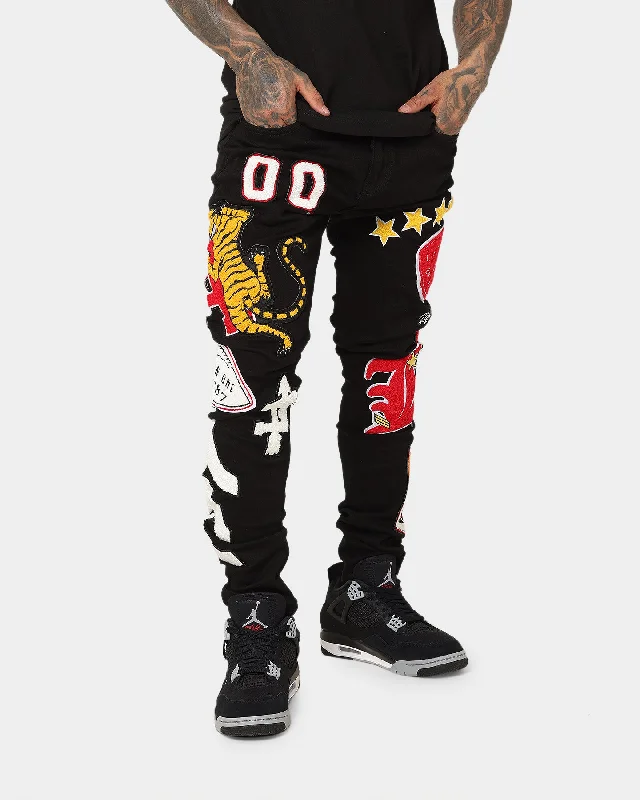 Lifted Anchors "Scholar" Denim Pants Black Trendy Wide-Leg Pants