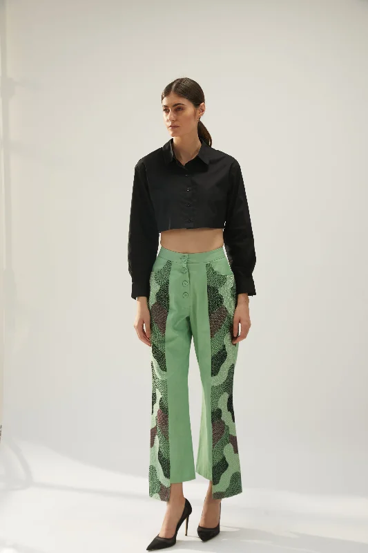 Starlight Camo Panel Pants High-Waist Trousers