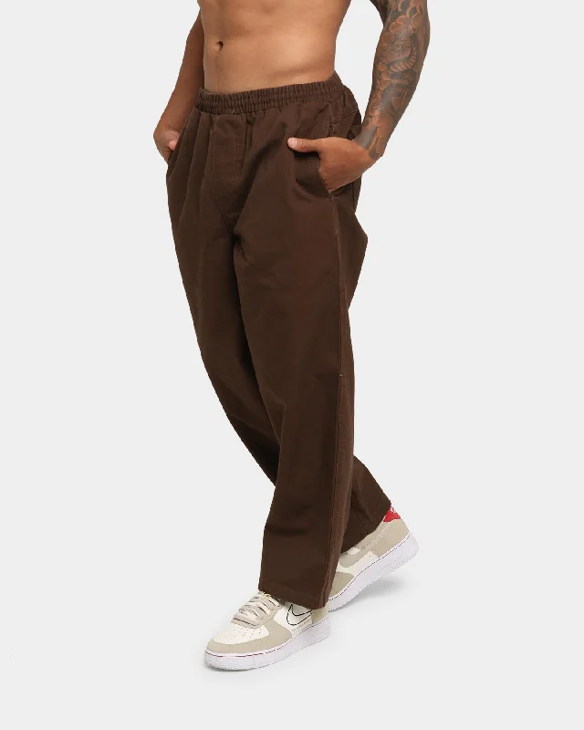 X-LARGE 91 Pants Brown High-Waist Jogger Pants
