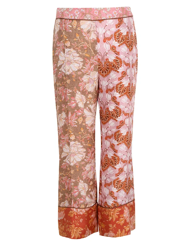 Kaleidoscope Pyjama Pant Spliced Multi Floral Comfortable Denim Trousers