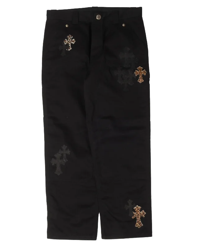 Cross Patch Chino Pants Formal Wide-Leg Pants