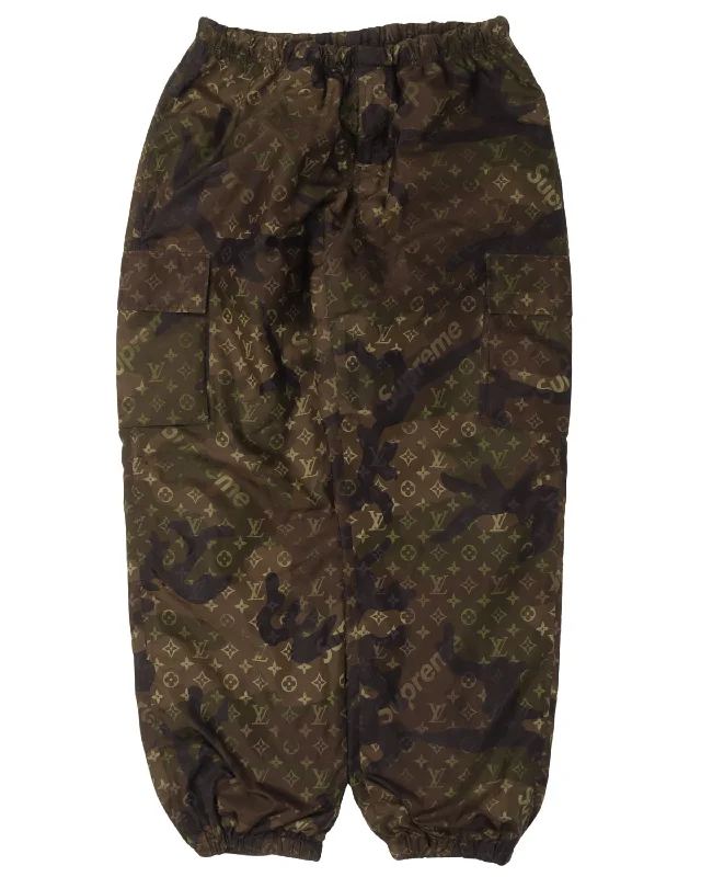 Supreme Camouflage Monogram Cargo Pants Chic Faux Leather Pants