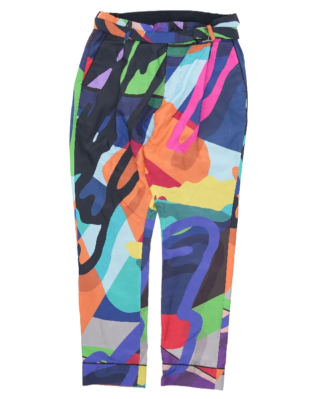 Kaws Printed Woven Pants Chic Slim Fit Pants