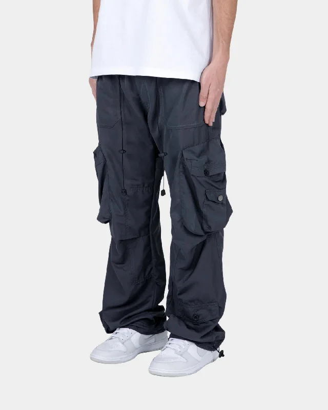 MNML Lightweight Cinch Cargo Pants Faded Black High-Waist Jeans