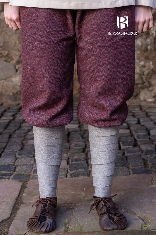 Rus Pants Tilda Herringbone Burgundy/Grey Classic Straight-Leg Pants