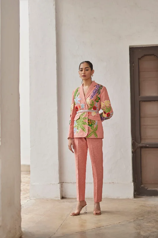Peach Peony Narrow Pants Relaxed Lounge Trousers