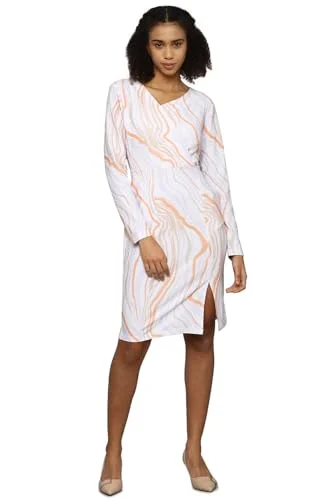Allen Solly Printed Polyester Collar Neck Women's Maxi Dress (Multi) Multicolour Cozy Maxi Dress with Slit